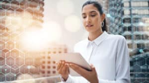 business woman with tablet