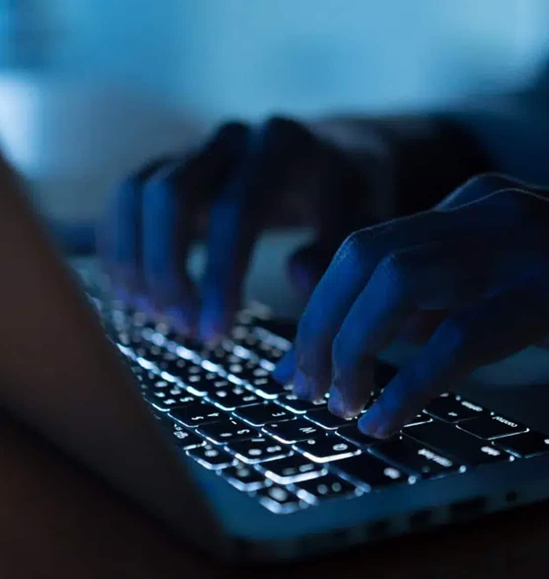 close up hands typing